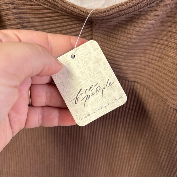 Free People Beach Brown Otter Brun Fitted Summer Tie Camisole Dress Medium NWT - Picture 2 of 7